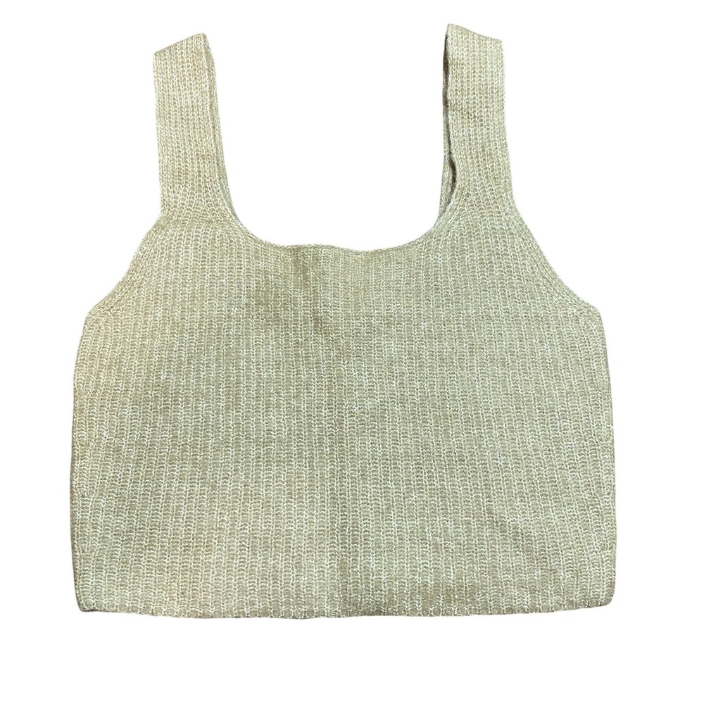 Everlane NWT The Cozy Stretch Tank in Camel Crop Top Size Small Wool - Picture 3 of 9